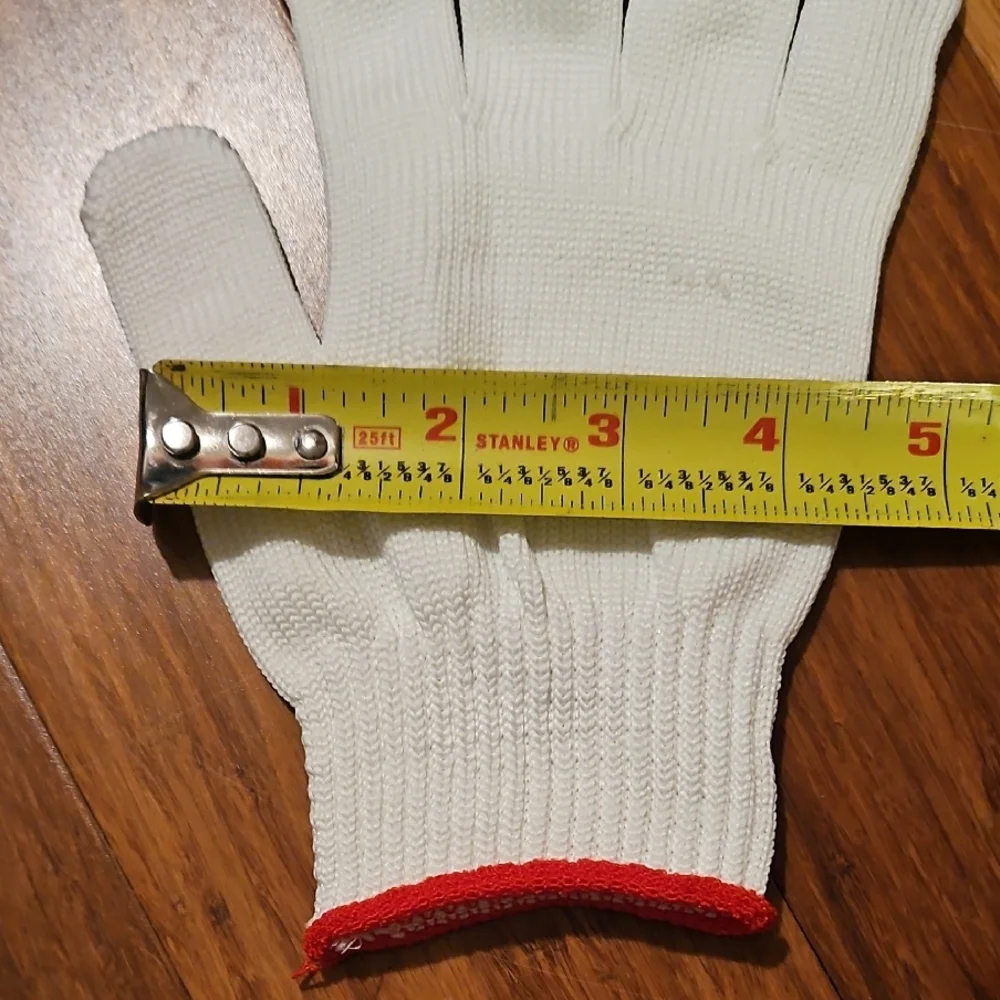 White Knit Gloves with Red Trim